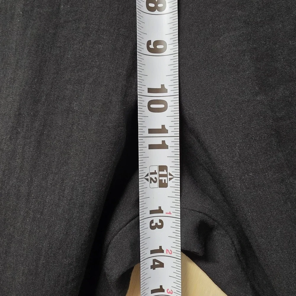 Fridaze Black 100% Linen Straight‎ Leg Elastic Waist Crop Pants Large Hong Kong